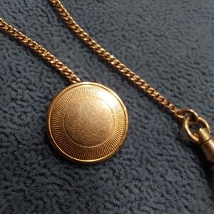 Antique Gold Filled Button Type Key Fob and Chain